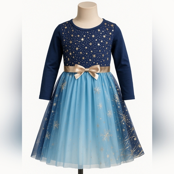 Other - Frozen Elsa Inspired Dress with Bow – Size 6 | Sparkly & Magical ✨
